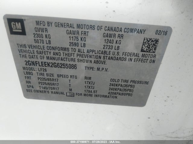 Chevrolet EQUINOX LS 2016 2GNFLEEK2G6255086 Image 9