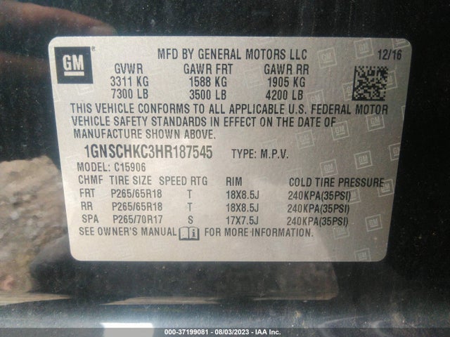 Chevrolet Suburban Lt 2017 1GNSCHKC3HR187545 Image 9