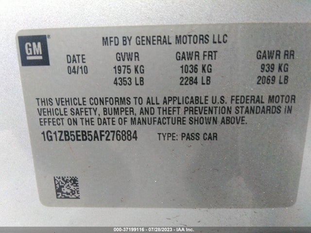 2010 CHEVROLET MALIBU LS W/1LS VIN: 1G1ZB5EB5AF276884