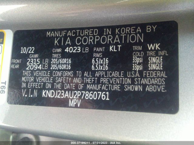 KNDJ23AU2P7860761 KIA SOUL LX