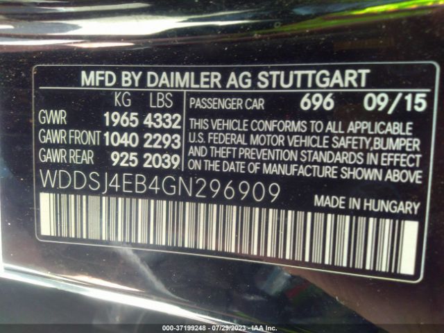 WDDSJ4EB4GN296909 Mercedes-Benz Cla Cla 250