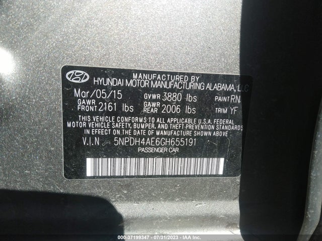 Hyundai ELANTRA SE 2016 5NPDH4AE6GH655191 Image 9