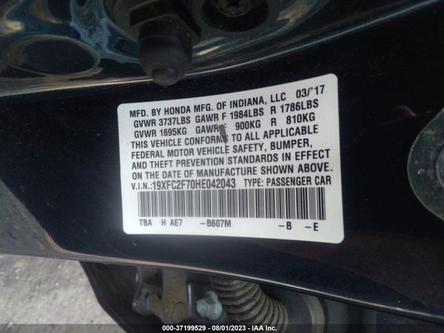 Honda Civic Sedan Ex 2017 19XFC2F70HE042043 Image 9
