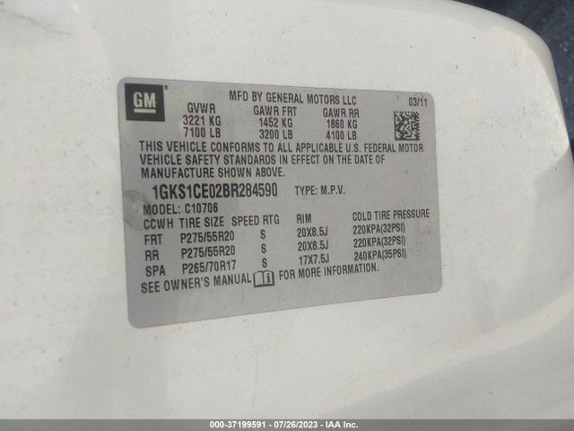 2011 GMC YUKON SLT VIN: 1GKS1CE02BR284590
