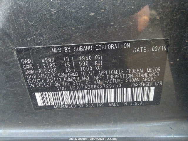 4S3GTAB66K3729750 Subaru Impreza