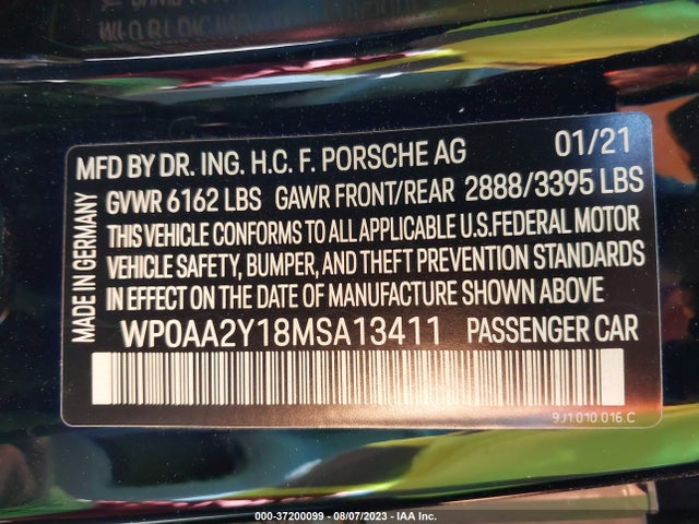 2021 PORSCHE TAYCAN WP0AA2Y18MSA13411 Photo 8