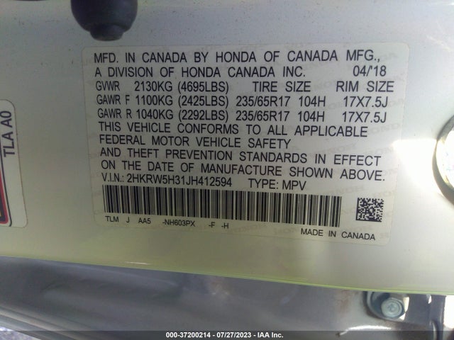 Honda CR-V LX 2018 2HKRW5H31JH412594 Image 9