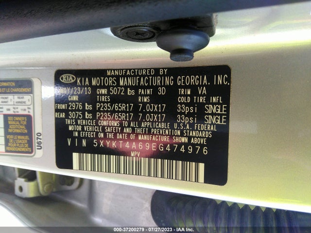KIA SORENTO LX 2014 5XYKT4A69EG474976 Image 14