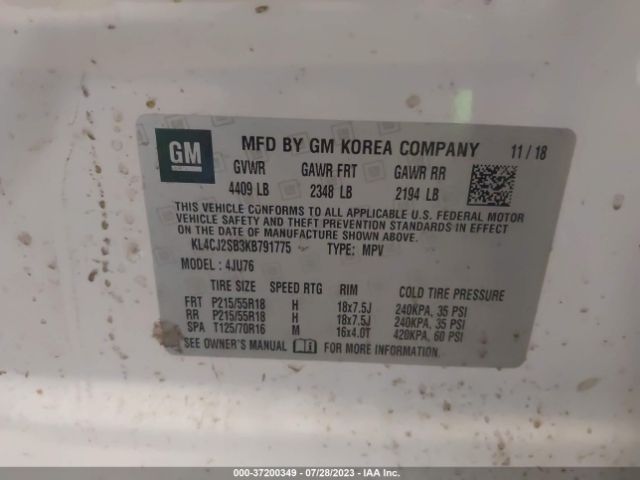 KL4CJ2SB3KB791775 Buick Encore Sport Touring