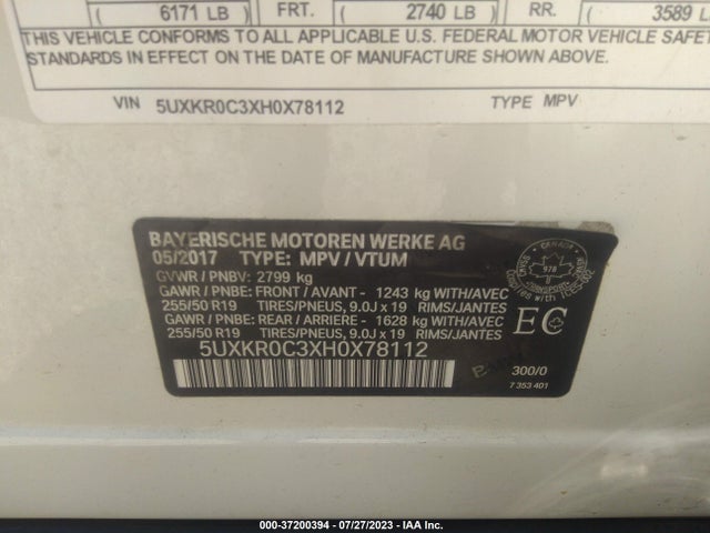 BMW X5 Xdrive35i 2017 5UXKR0C3XH0X78112 Image 9