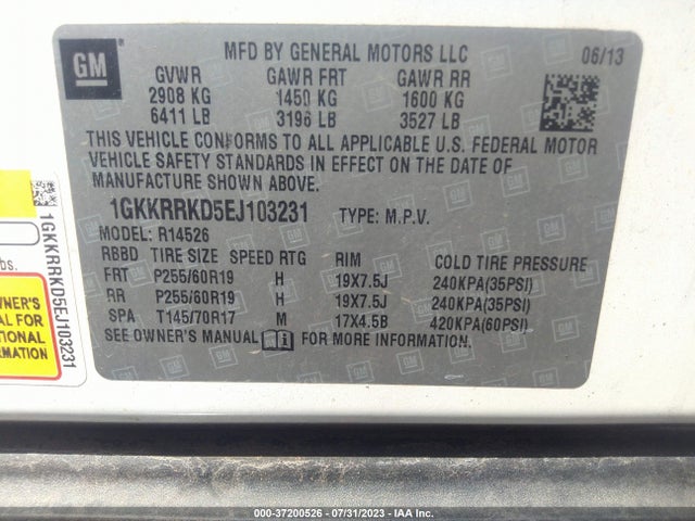 GMC Acadia Slt-1 2014 1GKKRRKD5EJ103231 Image 9