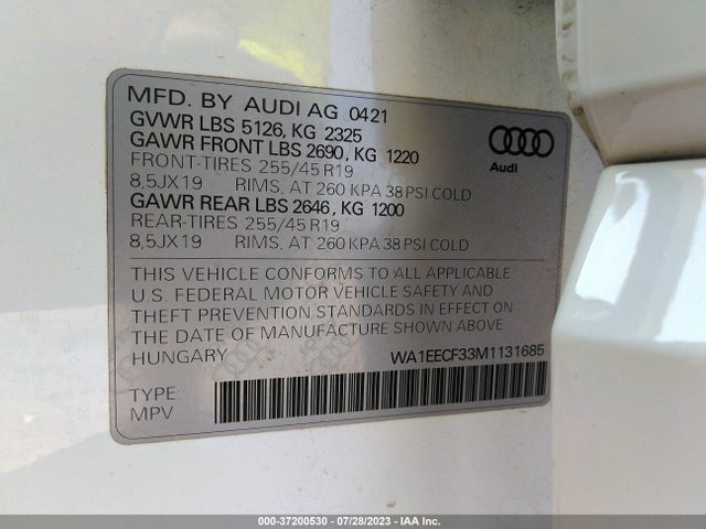 WA1EECF33M1131685 Audi Q3 S Line Premium Plus