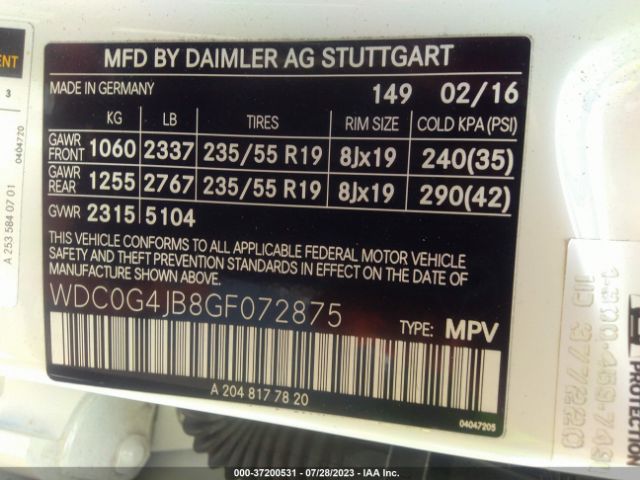 WDC0G4JB8GF072875 Mercedes-Benz Glc Glc 300