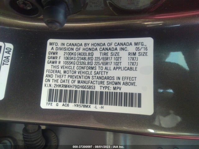 Honda Cr-v Ex-l 2016 2HKRM4H79GH665853 Image 9