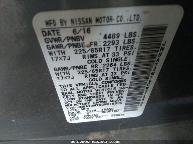 Nissan ROGUE S 2016 JN8AT2MT9GW016835 Image 9