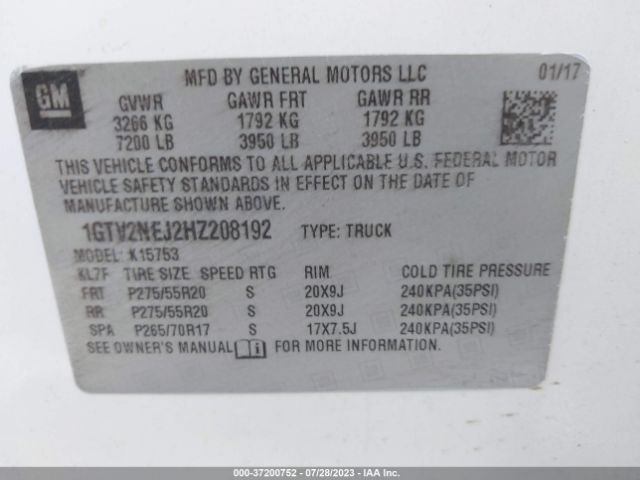 1GTV2NEJ2HZ208192 GMC Sierra 1500 Slt
