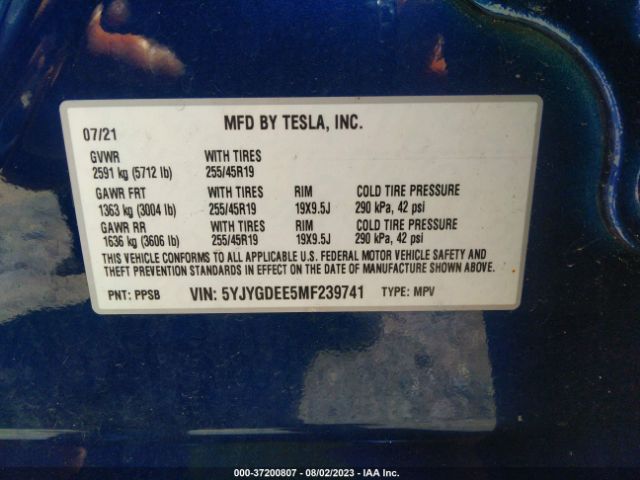 5YJYGDEE5MF239741 Tesla Model Y Long Range