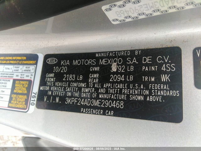 KIA Forte Lxs 2021 3KPF24AD3ME290468 Image 9
