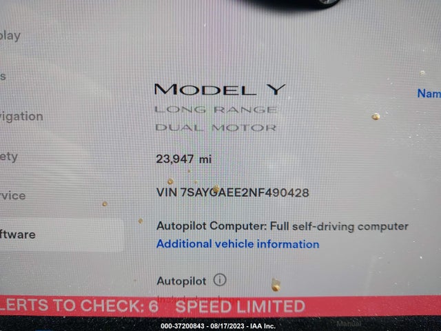 Tesla Model Y Long Range 2022 7SAYGAEE2NF490428 Image 7