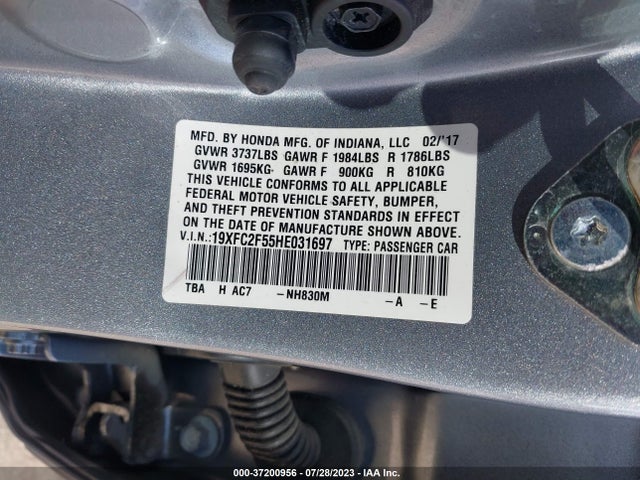 Honda Civic Sedan Lx 2017 19XFC2F55HE031697 Image 9