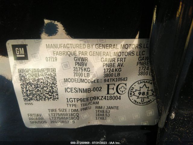 1GTP9EED9KZ418004 GMC Sierra 1500 At4