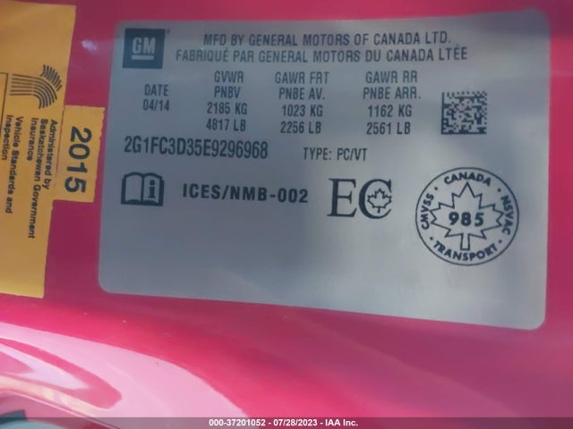 Chevrolet CAMARO LT 2014 2G1FC3D35E9296968 Image 9