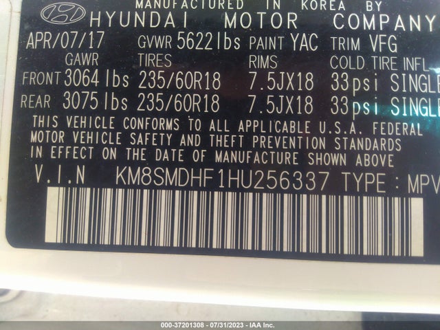Hyundai Santa Fe Se 2017 KM8SMDHF1HU256337 Image 14