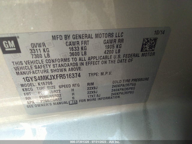 1GYS4MKJXFR516374 Cadillac Escalade Luxury