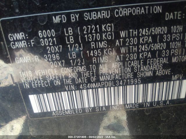 4S4WMAPD9L3471995 Subaru Ascent Limited