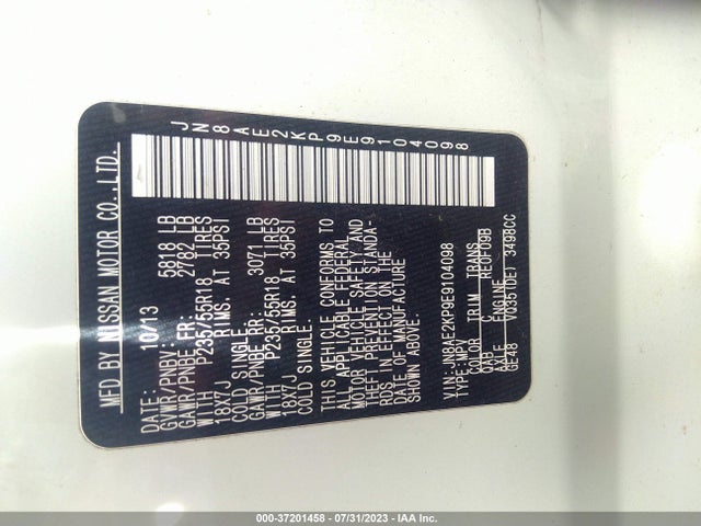 Nissan Quest Sl 2014 JN8AE2KP9E9104098 Image 9