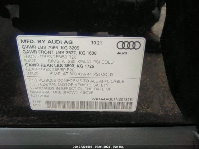 2022 Audi e-tron, VIN: WA1AAAGE1NB013581