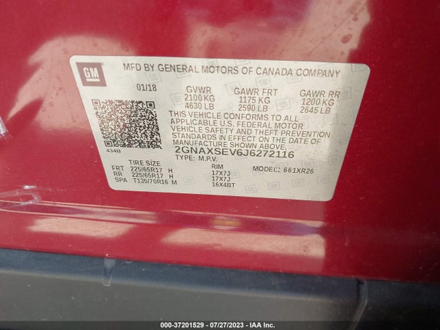 Chevrolet EQUINOX LT 2018 2GNAXSEV6J6272116 Image 9