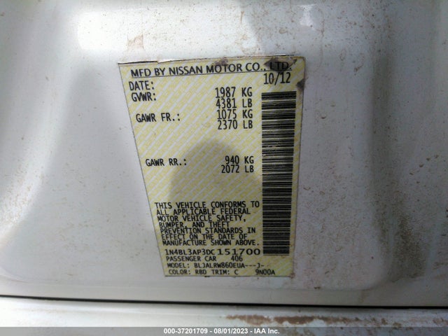 2013 NISSAN ALTIMA 3.5 S VIN: 1N4BL3AP3DC151700
