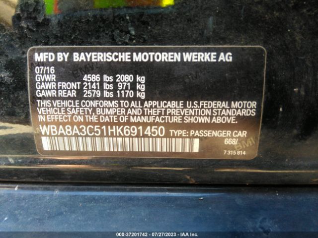 WBA8A3C51HK691450 BMW 3 Series 320i Xdrive