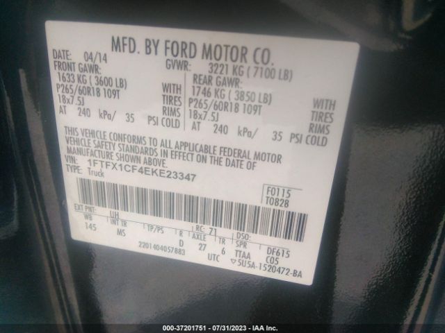 1FTFX1CF4EKE23347 Ford F-150 Xl/xlt/stx/fx2/lariat