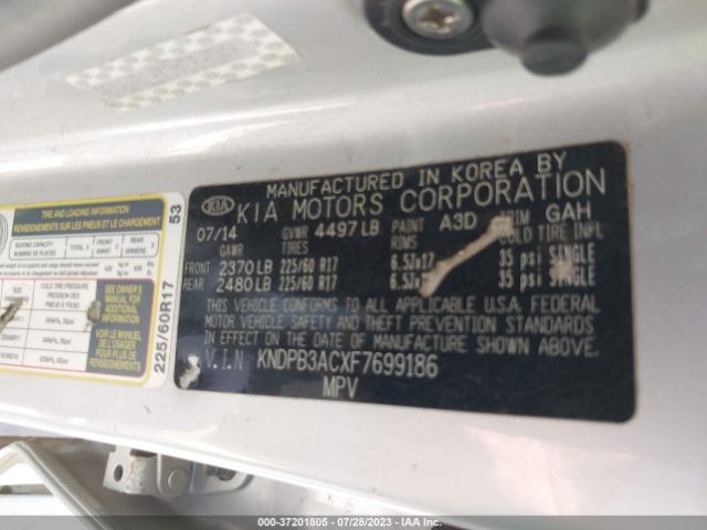 KNDPB3ACXF7699186 KIA Sportage Lx