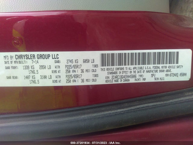 2C4RC1BG4ER445806 Chrysler Town & Country Touring