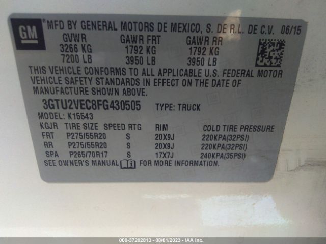 3GTU2VEC8FG430505 GMC Sierra 1500 Slt