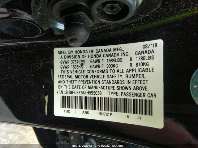 Honda Civic Sedan Lx 2018 2HGFC2F54JH595059 Image 9