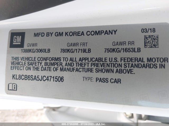 Chevrolet SPARK LS 2018 KL8CB6SA5JC471506 Image 9
