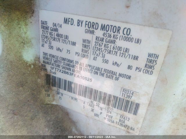 1FT7X2B63FEA10525 Ford Super Duty F-250 Srw Xlt/lariat/xl