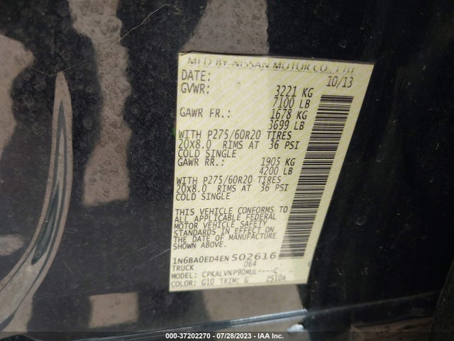 Nissan Titan Sl 2014 1N6BA0ED4EN502616 Image 15