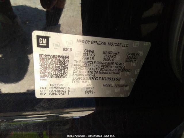 1GKS2BKC7JR301162 GMC YUKON SLT