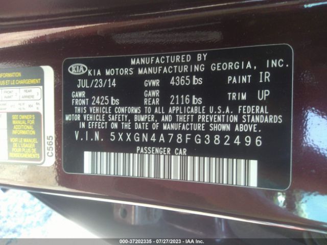 5XXGN4A78FG382496 KIA OPTIMA EX