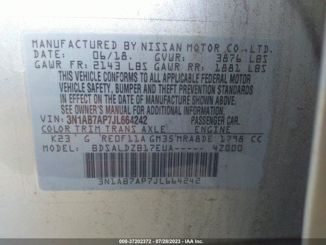 Nissan SENTRA SV 2018 3N1AB7AP7JL664242 Image 9