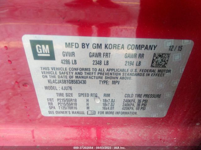 KL4CJASB1GB583430 Buick Encore