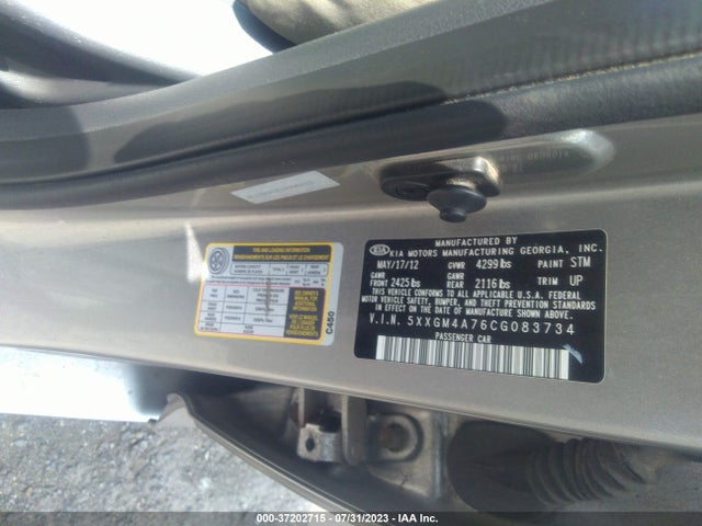 Продажа на аукционе авто 2012 Kia Optima Lx, vin: 5XXGM4A76CG083734, номер лота: 37202715
