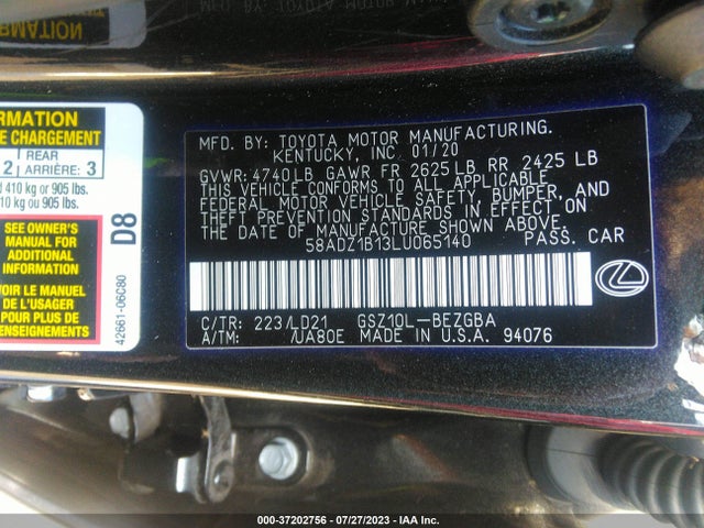 2020 Lexus ES, VIN: 58ADZ1B13LU065140