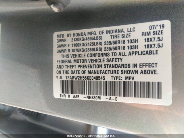 Honda CR-V EX 2019 7FARW2H56KE040545 Image 9