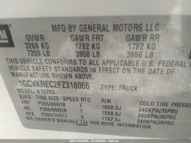 Chevrolet Silverado 1500 Lt 2015 1GCVKREC2FZ318066 Image 14